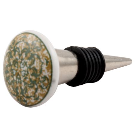 Green Floral Flat Ceramic Wine Stopper